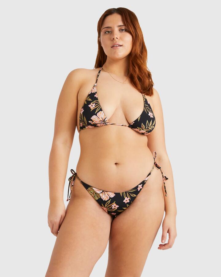 Image of Swimwear. Productname: Billabong - Womens Hooked On Tropics Tie Tanga Bikini Bottom - Black Pebble - in Black Pebble colour by brand - Billabong