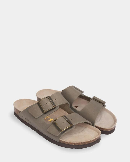 Image of Sandals. Product name - Genuins Hawaii Oiled Leather Sandals Stone in Stone colour by brand - Genuins