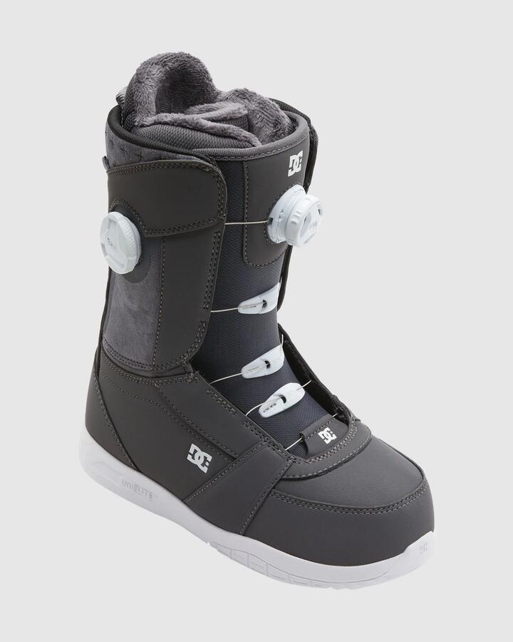 Image of Snowboards. Productname: DC Shoes - Womens Lotus Boa Snowboard Boots - Dark Grey/White - in Dark Grey/White colour by brand - DC Shoes