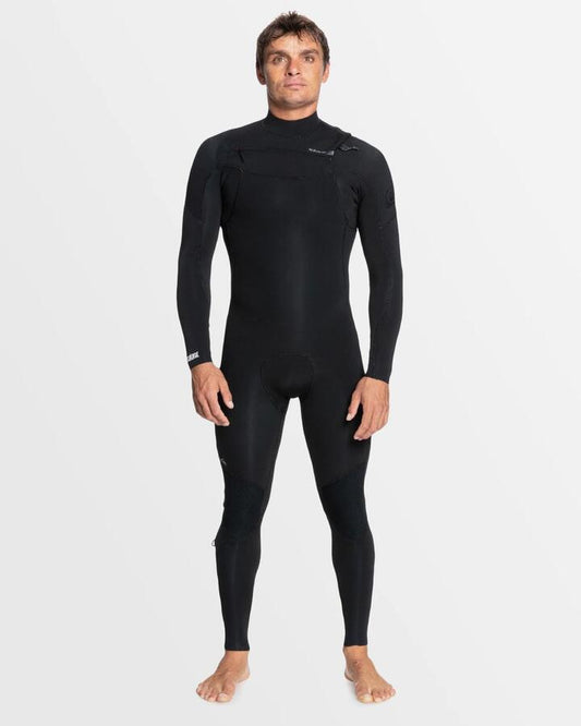 Image of a model wearing Tops. Productname: Quiksilver Mens 4/3Mm Everyday Sessions Chest Zip Wetsuit Black - in Black colour by brand - Quiksilver