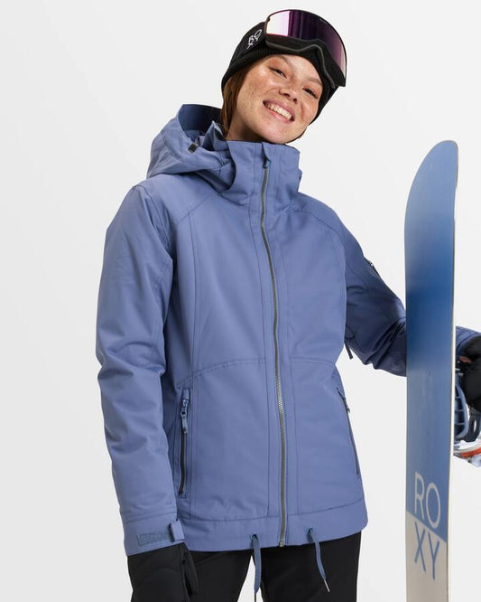 Image of a model wearing Outerwear. Productname: Roxy - Womens Meade Snow Jacket - Wild Wind - in Wild Wind colour by brand - Roxy