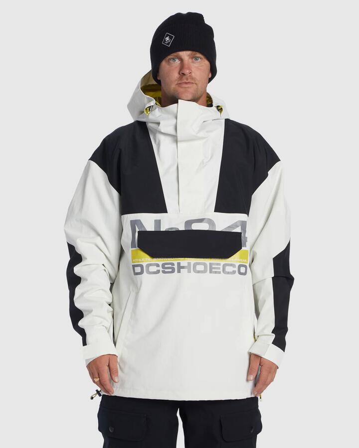 Image of a model wearing Outerwear. Productname: DC Shoes - Mens Dc-43 Anorak Snow Jacket - Blanc De Blanc - in Blanc De Blanc colour by brand - DC Shoes