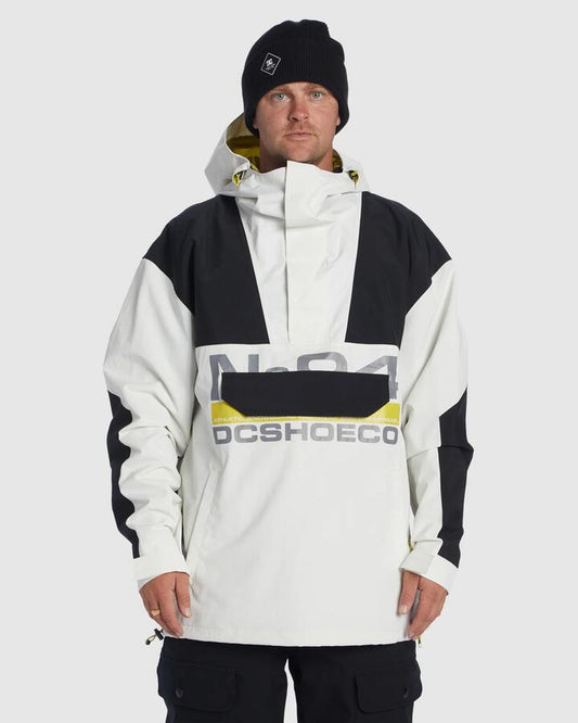 Image of a model wearing Outerwear. Productname: DC Shoes - Mens Dc-43 Anorak Snow Jacket - Blanc De Blanc - in Blanc De Blanc colour by brand - DC Shoes