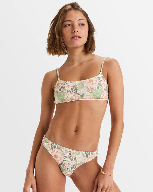 Image of Swimwear. Productname: Roxy - Womens Canarias Medium Coverage Bikini Top - Oil Green Wild Flower Swim - in Oil Green Wild Flower Swim colour by brand - Roxy