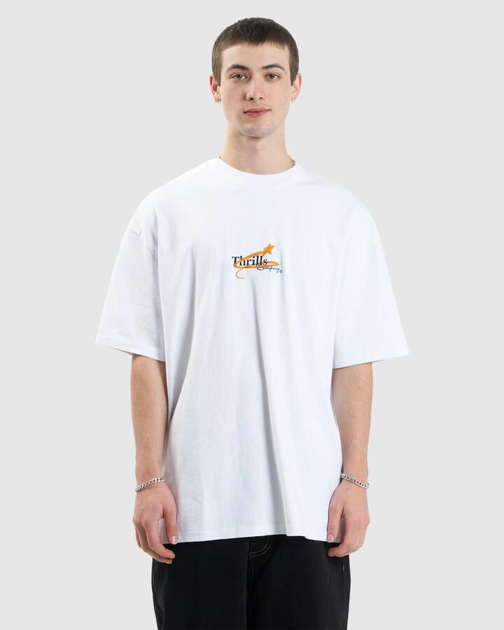 Image of T-Shirts. Product name - Thrills Mens Earthdrone Box Fit Oversized T-Shirt White in White colour by brand - Thrills