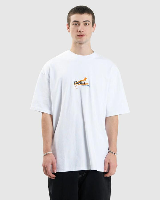 Image of T-Shirts. Product name - Thrills Mens Earthdrone Box Fit Oversized T-Shirt White in White colour by brand - Thrills