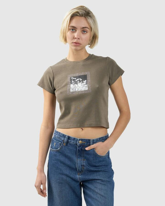 Image of T-Shirts. Productname: Thrills Womens Clique Mini T-Shirt Desert - in Desert colour by brand - Thrills
