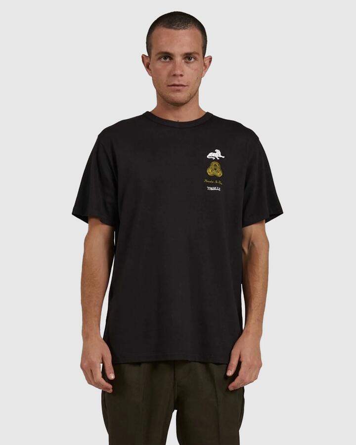 Image of T-Shirts. Product name - Thrills Mens Hemp Guardian Merch Fit T-Shirt Black in Black colour by brand - Thrills