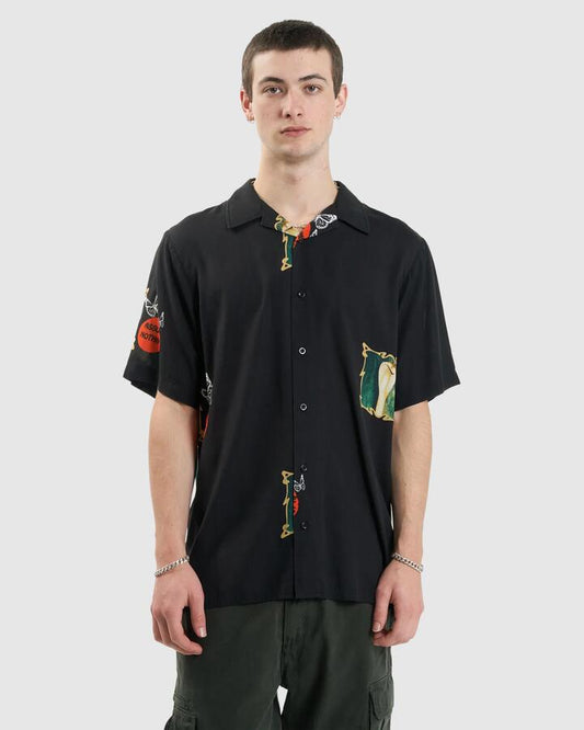 Image of Shirts. Productname: Thrills - Mens Dream Within A Dream Bowling Shirt - Black - in Black colour by brand - Thrills