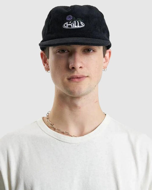 Image of Hats. Productname: Thrills - Mens Sub Rosa 5 Panel Cap - Black - in Black colour by brand - Thrills
