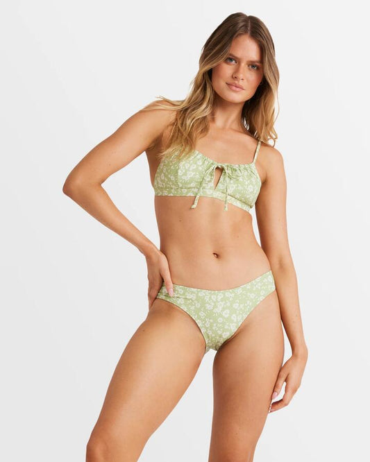 Image of a model wearing Tops. Productname: Billabong - Womens Wild West Disty Coco Bralette Bikini Top - Willow - in Willow colour by brand - Billabong