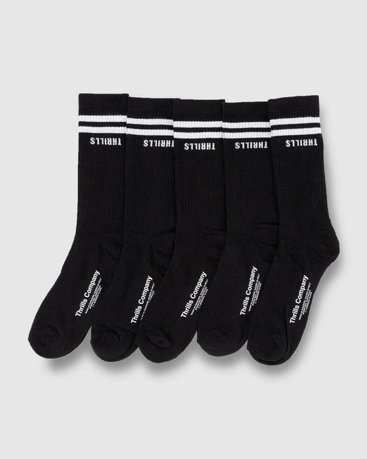 Image of Socks. Productname: Thrills Mens Minimal Thrills 5 Pack Socks Black - in Black colour by brand - Thrills