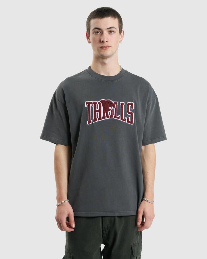 Image of T-Shirts. Product name - Thrills Mens Stand Firm Box Fit Oversize T-Shirt Merch Black in Merch Black colour by brand - Thrills