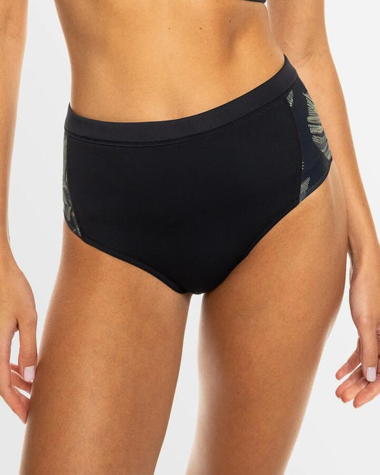 Image of Swimwear. Productname: Roxy - Womens Roxy Pro Wave Moderate Coverage Bikini Bottom - Anthracite The Palms Wetsuit - in Anthracite The Palms Wetsuit colour by brand - Roxy