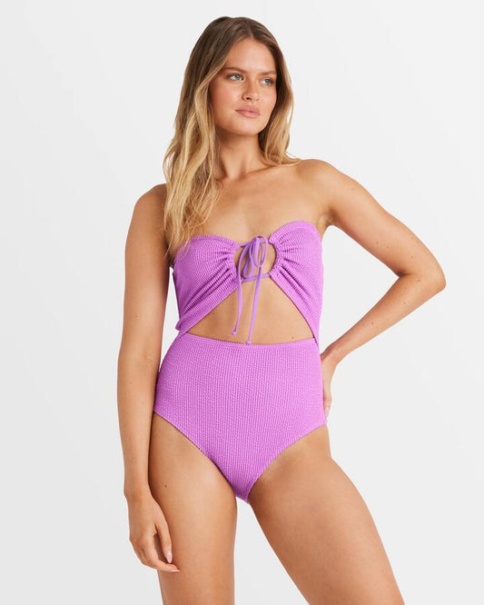 Image of Swimwear. Product name - Billabong Womens Summer High Drew One Piece Swimsuit Bright Orchid in Bright Orchid colour by brand - Billabong