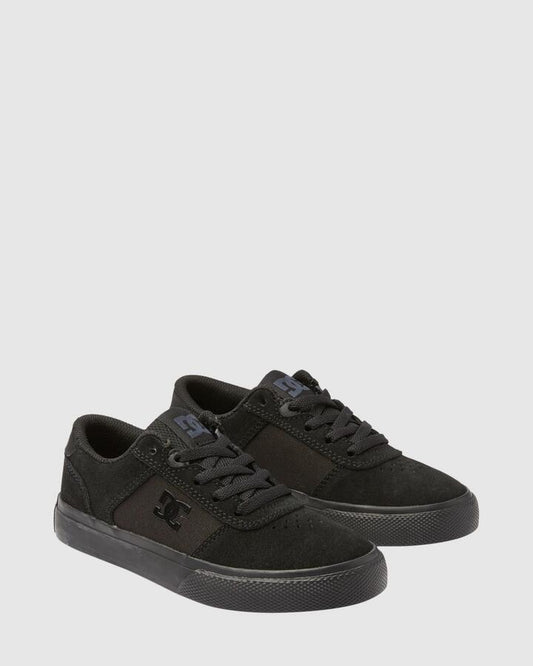 Image of Shoes. Product name - DC Shoes Boys 8-16 Teknik Skate Shoes Black/Black in Black/Black colour by brand - DC Shoes