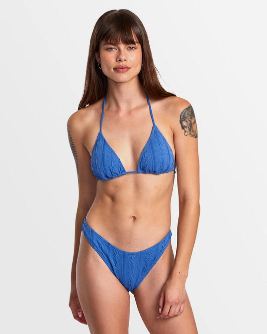 Image of Swimwear. Productname: RVCA - Womens Sweetness Halter Triangle Bikini Top - Federal Blue - in Federal Blue colour by brand - RVCA