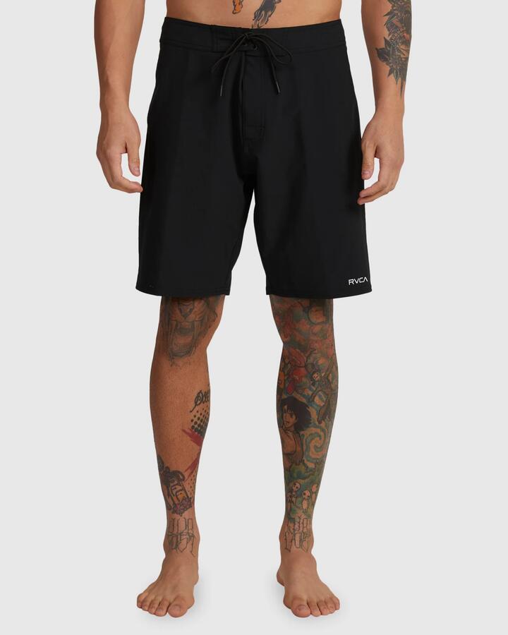 Image of Swimwear. Product name - RVCA Mens Trunk Solid Boardshorts Black in Black colour by brand - RVCA