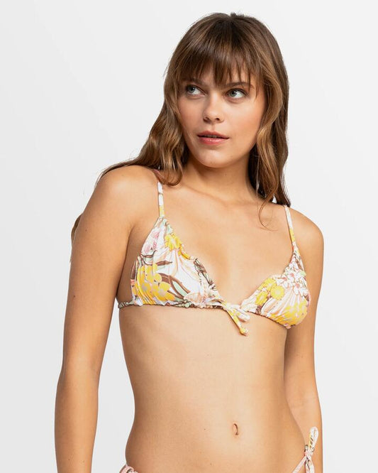 Image of Swimwear. Product name - Roxy Womens Playa Paradise Reversible Bikini Top White Viva La Vida in White Viva La Vida colour by brand - Roxy