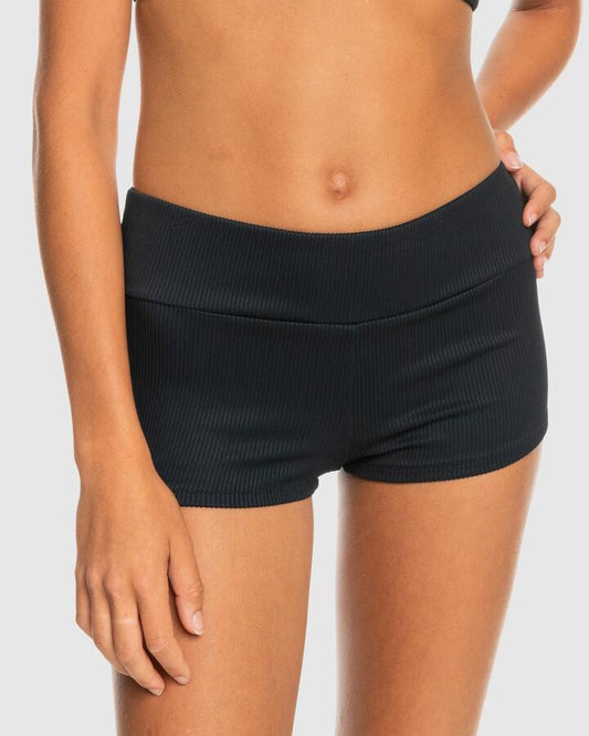 Image of Swimwear. Productname: Roxy - Womens Rib Roxy Love Boyleg Bikini Bottom - Anthracite - in Anthracite colour by brand - Roxy