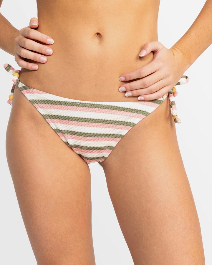 Image of Swimwear. Productname: Roxy - Womens Saidia Skimpy Coverage Bikini Bottom - Parchement Wave Runner Stripe - in Parchement Wave Runner Stripe colour by brand - Roxy