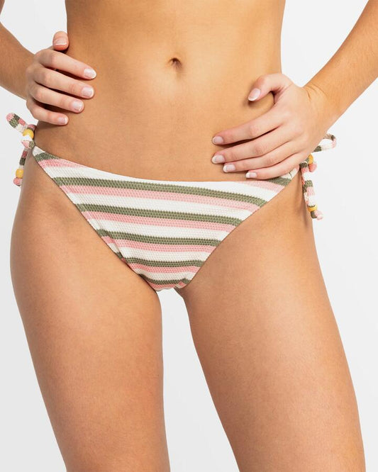 Image of Swimwear. Productname: Roxy - Womens Saidia Skimpy Coverage Bikini Bottom - Parchement Wave Runner Stripe - in Parchement Wave Runner Stripe colour by brand - Roxy