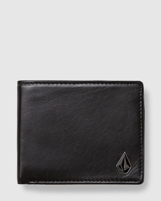 Image of Wallets & Money Clips. Productname: Volcom - Mens Single Stone Leather Wallet - Black - in Black colour by brand - Volcom