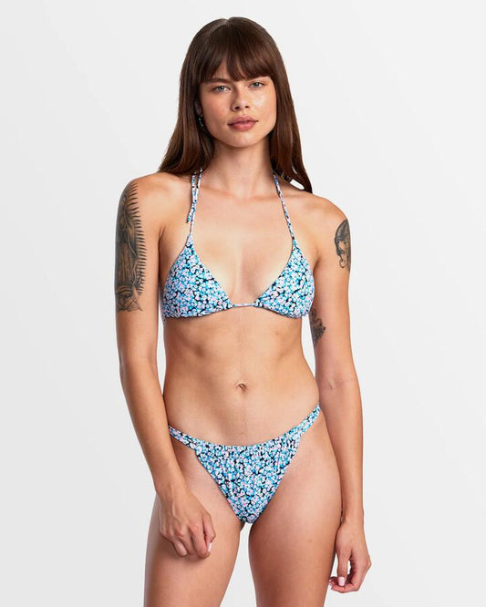 Image of Swimwear. Productname: RVCA Womens Sprinkles Halter Triangle Bikini Top Black Floral - in Black Floral colour by brand - RVCA