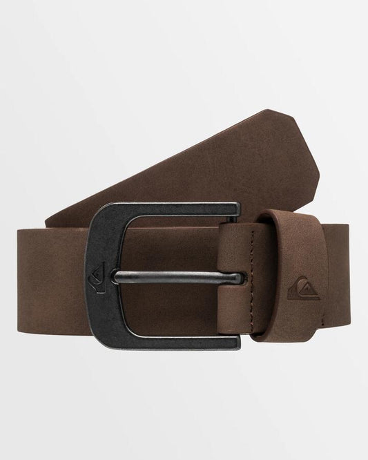 Image of Accessories. Productname: Quiksilver Mens Main Street Vegan Leather Belt Chocolate Brown - in Chocolate Brown colour by brand - Quiksilver