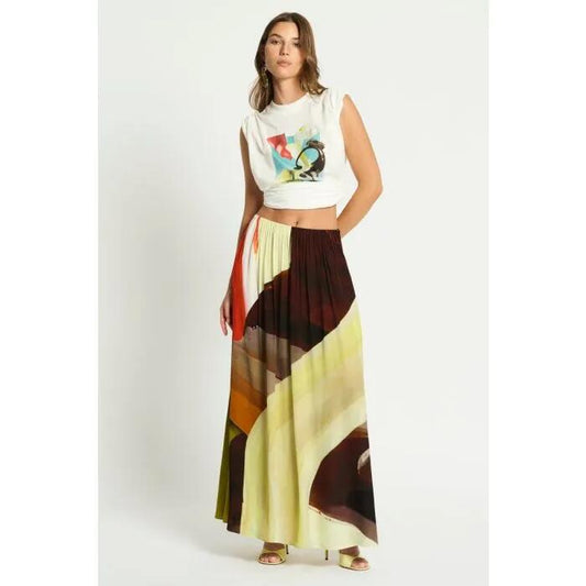 Image of a model wearing Skirts. Productname: Dissimulation Skirt in PRINT colour by brand - sass and bide
