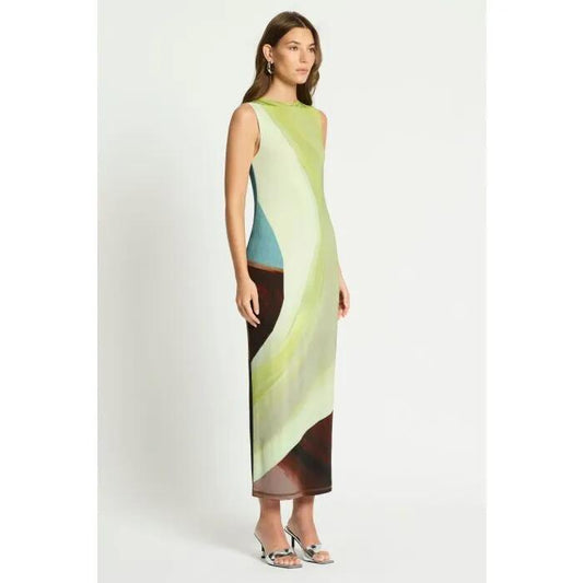 Image of a model wearing Dress. Productname: Dissimulation Jersey Dress in PRINT colour by brand - sass and bide