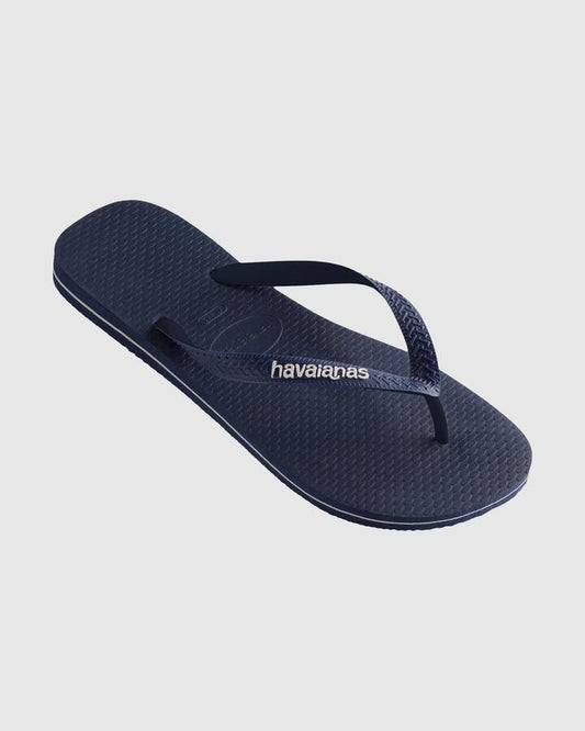 Image of Sandals. Product name - Havaianas Mens Rubber Logo Thongs Mar/Mar/Bco in Mar/Mar/Bco colour by brand - Havaianas