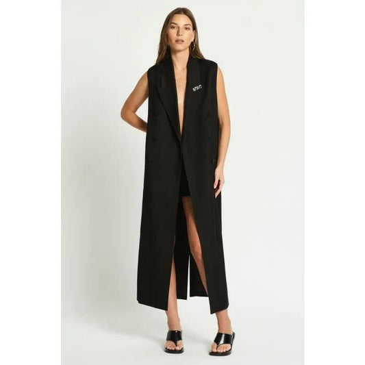 Image of Coats & Jackets. Productname: Atomic Longline Vest in Black colour by brand - sass and bide