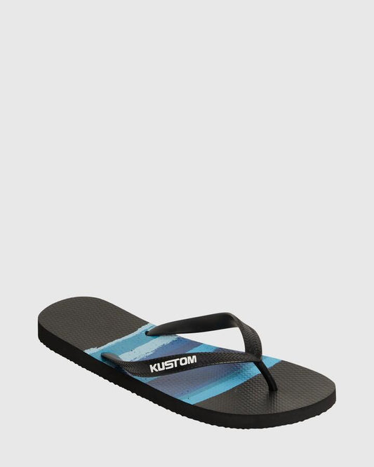 Image of Sandals. Productname: Kustom Mens Blend Base Thongs Blue Stripes - in Blue Stripes colour by brand - Kustom