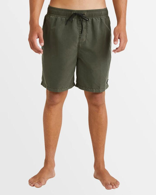 Image of Swimwear. Productname: Billabong Mens All Day Overdye Layback 17" Boardshorts Dark Military - in Dark Military colour by brand - Billabong