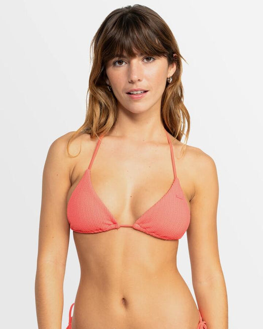 Image of Swimwear. Productname: Roxy Womens Aruba Tiki Tri Bikini Top Dubarry - in Dubarry colour by brand - Roxy