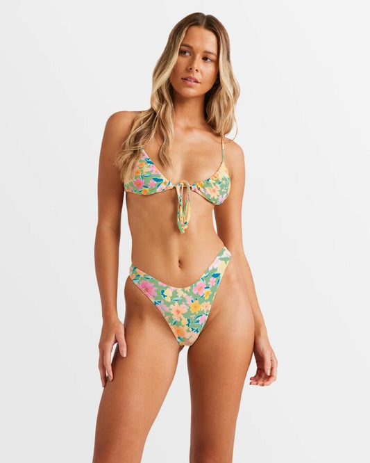Image of a model wearing Tops. Productname: Billabong Womens Posy Cara Bralette Bikini Top Multi - in Multi colour by brand - Billabong