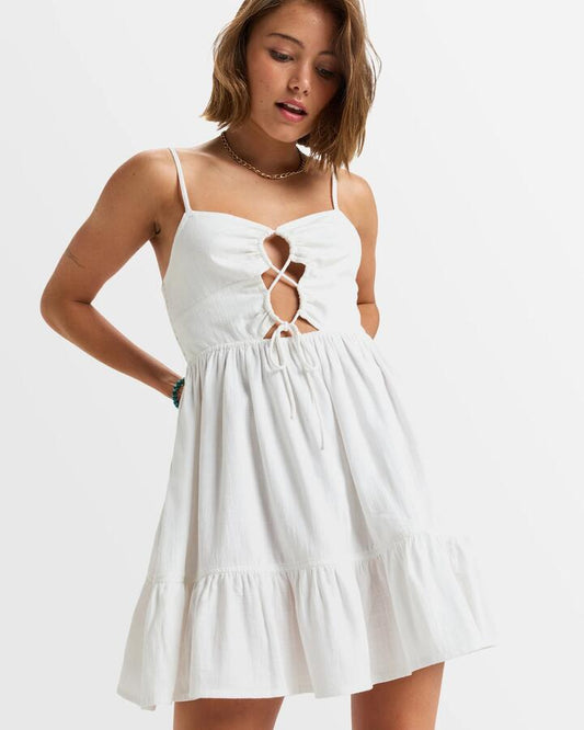 Image of Dresses. Productname: Roxy Womens Jasmine Breeze Mini Dress Snow White - in Snow White colour by brand - Roxy