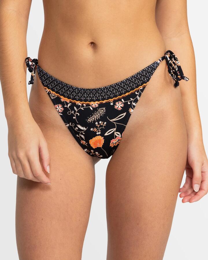 Image of Swimwear. Productname: Roxy Womens Kerala High Leg Cheeky Bikini Bottom Anthracite Kerala Border - in Anthracite Kerala Border colour by brand - Roxy
