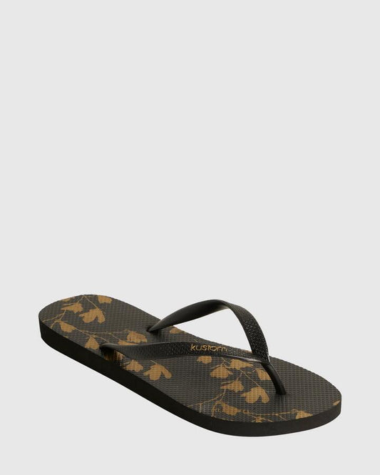 Image of Sandals. Product name - Kustom Womens Classic Thongs Black in Black colour by brand - Kustom