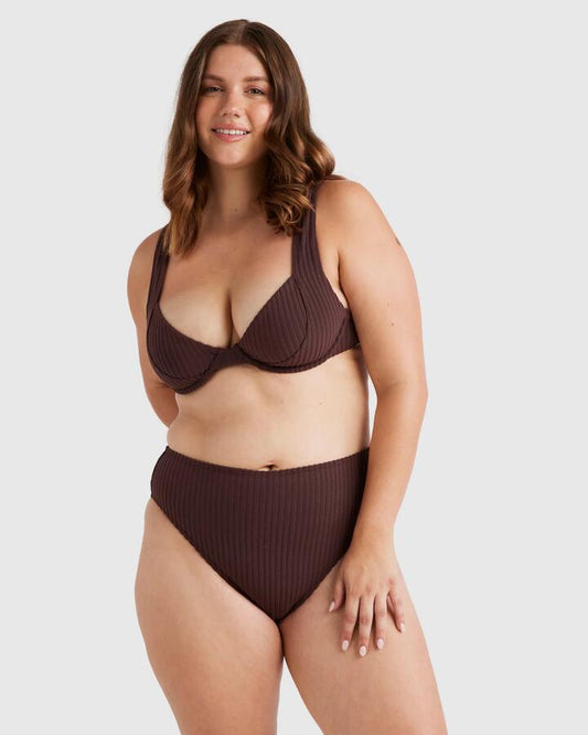 Image of Swimwear. Productname: Billabong Womens Terry Rib Hi Maui Bikini Bottom Choc Cherry - in Choc Cherry colour by brand - Billabong
