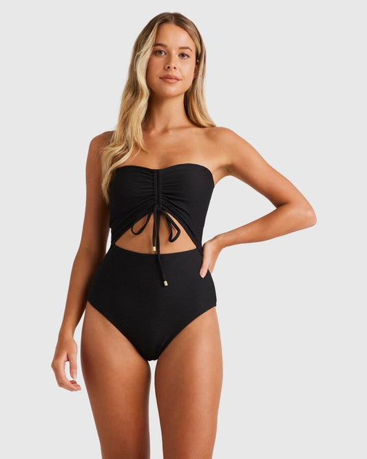 Image of Swimwear. Product name - Billabong Womens Tanlines Bandeau One Piece Swimsuit Black in Black colour by brand - Billabong