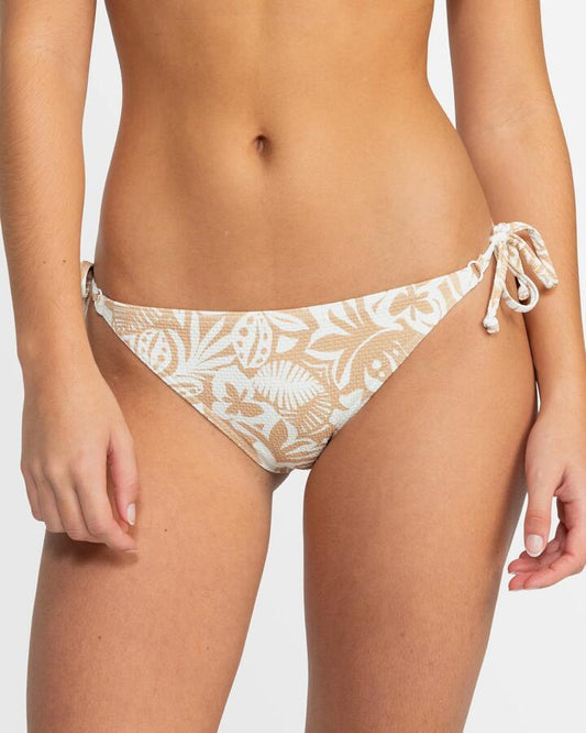 Image of Swimwear. Productname: Roxy Womens Palm Palm Moderate Bikini Bottom Ginger Root Suntrip Swim - in Ginger Root Suntrip Swim colour by brand - Roxy