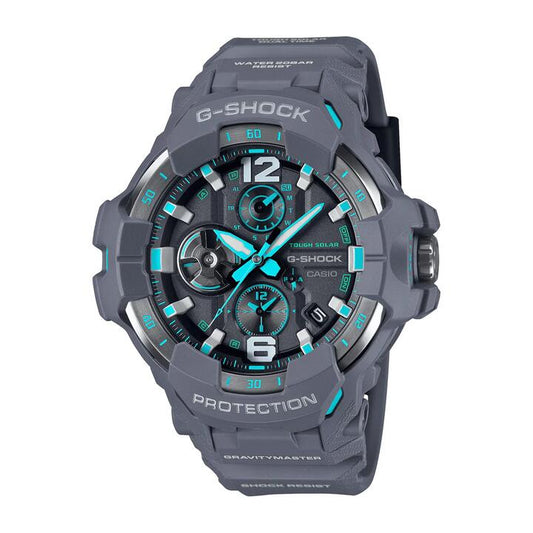 Image of Watches. Productname: Casio G Shock Mog Gravity Master Solar Bluetooth Dual Stopwatch 200M Water Resistant Black W/ Blue Accent el Resin GRB300-8A2 in Watch colour by brand - Casio