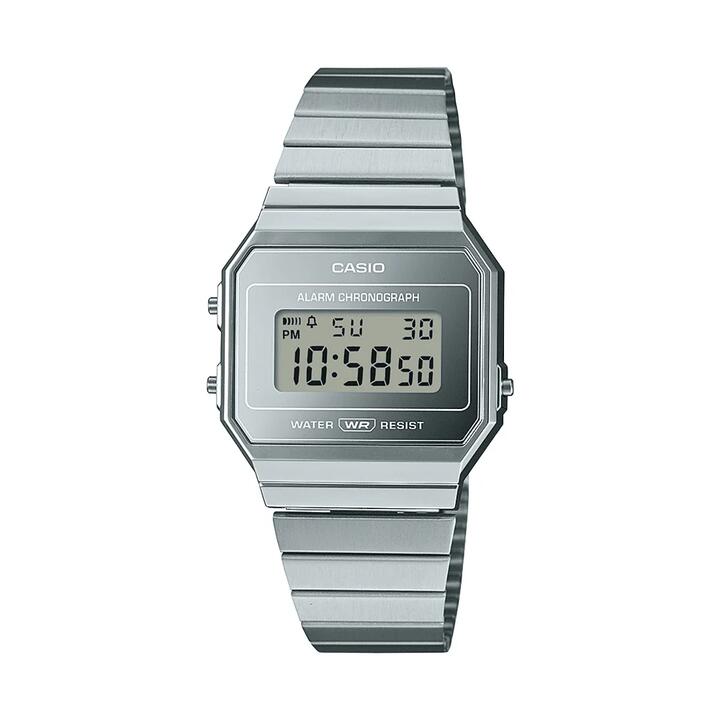 Image of Watches. Product name - Casio Digital Vintage Led Stopwatch Alarm Chrome Case A700WEV-7A in colour by brand - Casio