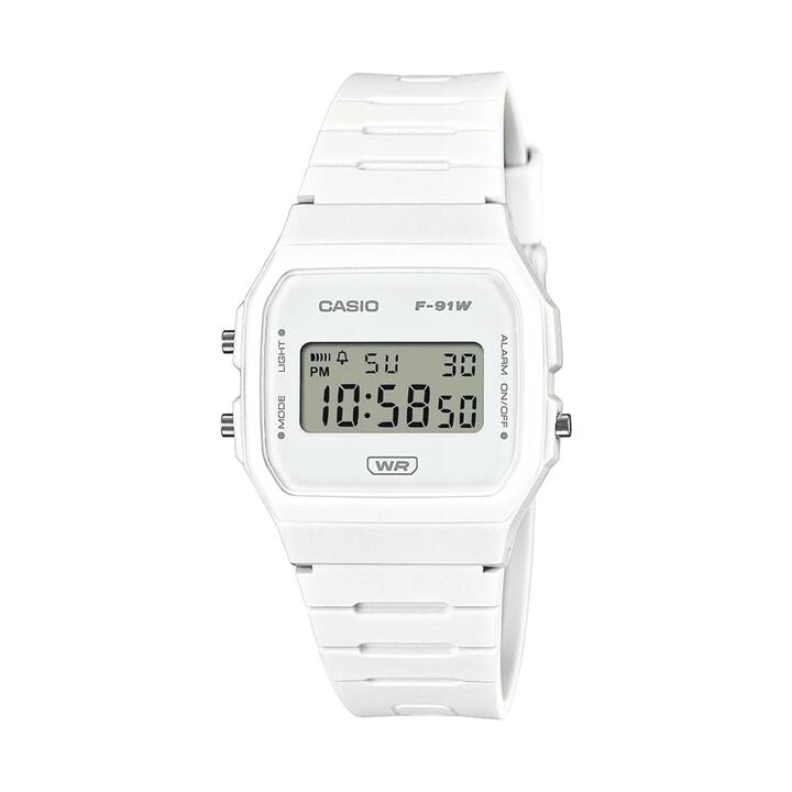Image of Watches. Product name - Casio Digital Led Stopwatch Alarm White Resin Band F91WB-7A in colour by brand - Casio