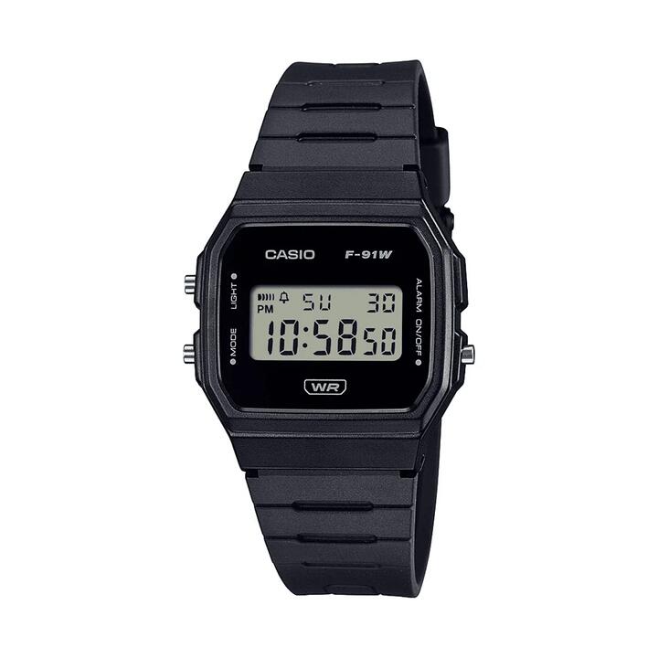 Image of Watches. Product name - Casio Digital Led Stopwatch Alarm Black Resin Band F91WB-1A in colour by brand - Casio