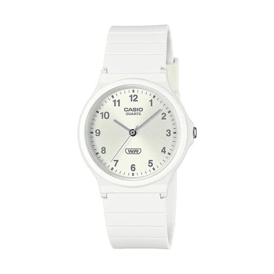 Image of Watches. Productname: Casio Analogue Water Resistant White Resin Band MQ24B-7B in Watch colour by brand - Casio