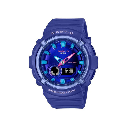 Image of Watches. Productname: Casio Baby G Duo Dance In Neon Led Worldtime Stopwatch Alarm 100M Water Resistant Blue Case And Resin Band BGA280DN-2A in Watch colour by brand - Casio