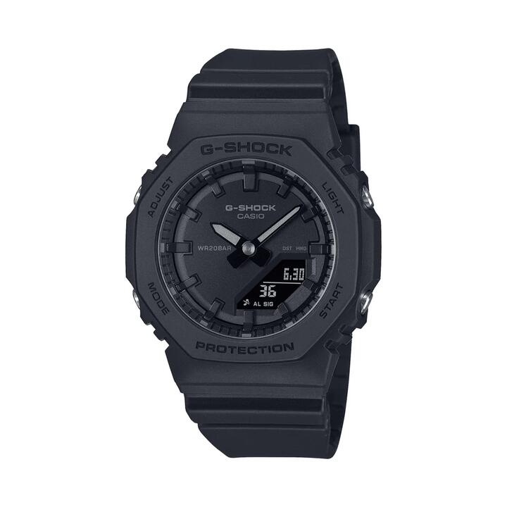 Image of Watches. Product name - Casio G-Shock Mid Duo Black Out Worldtime Stopwatch Alarm 200M Water Resistant Black Case And Resin Band GMAP2100BB-1A in colour by brand - Casio G Shock